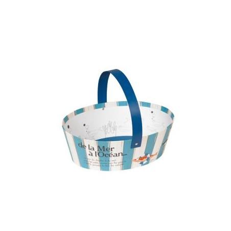 Panier ovale anse rabattable décor DE LA MER A L'OCEAN Dimensions en cm : 25 x
