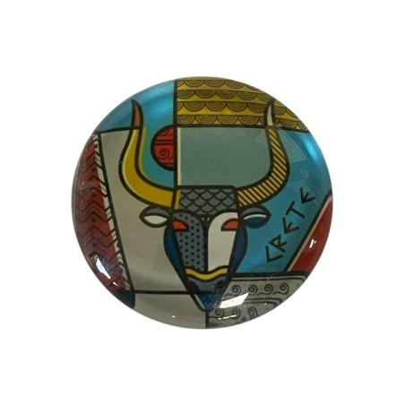Magnet rond en verre "Minotaure" - Diamètre 3,5