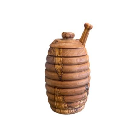 Pot de miel en bois avec cuillère 12 cm