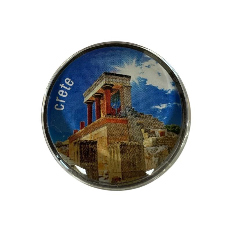 Magnet rond en verre "Ville de Knossos" - Diamètre 3,5 cm
