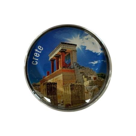 Magnet rond en verre "Ville de Knossos" - Diamètre 3,5 cm
