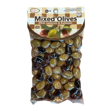 Olives mixtes grecques, vertes et noires, en sous vide ELLIE 500 g