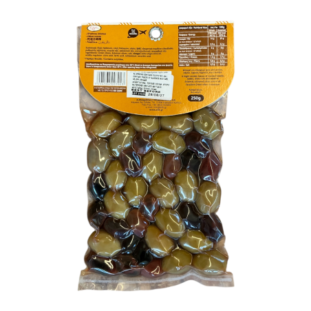 Olives mixtes grecques, vertes et noires, en sous vide ELLIE 250 g