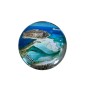 Magnet rond en verre "Paysage de La Canée" - Diamètre 3,5 cm