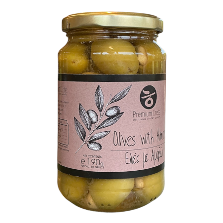 Olives vertes farcies aux amandes en bocal PREMIUM CRETE 190 g net