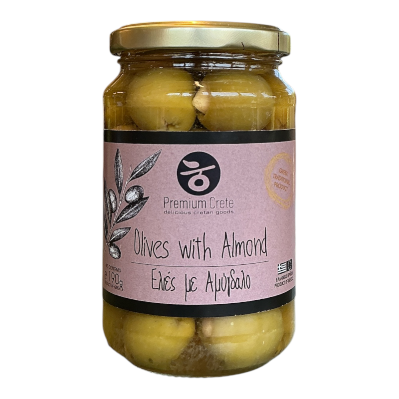 Olives vertes farcies aux amandes en bocal PREMIUM CRETE 190 g net Olives vertes farcies aux amandes en bocal PREMIUM CRETE 190 g net