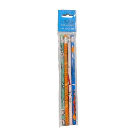 Lot de 4 crayons à papier à motifs crétois