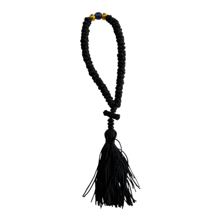 Komboskini laine - chapelet de prière orthodoxe noir 50 nœuds