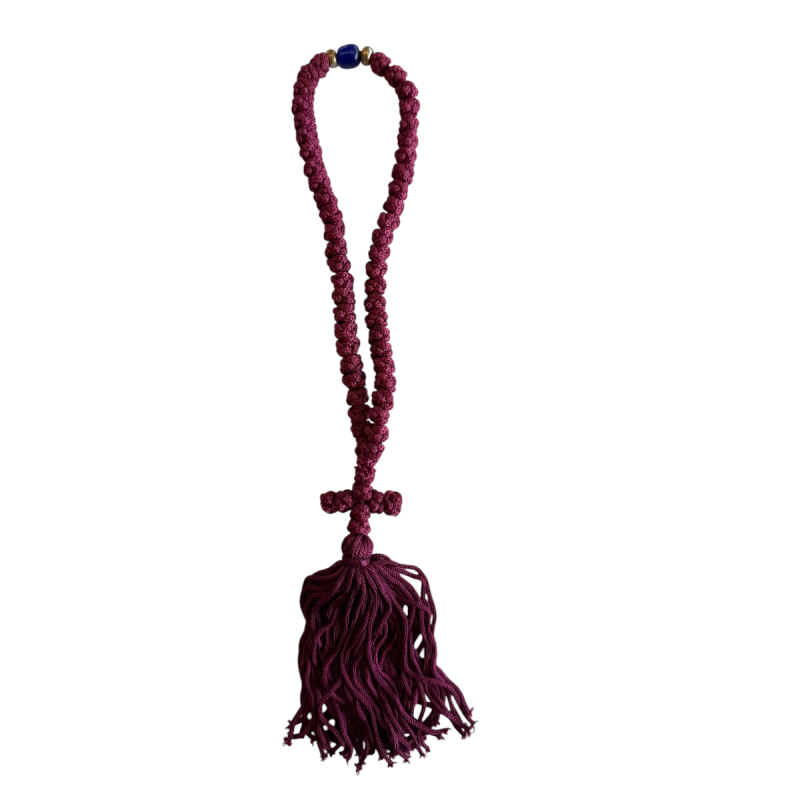 Komboskini laine - chapelet de prière orthodoxe violet 50 nœuds Komboskini laine - chapelet de prière orthodoxe violet 50 nœuds
