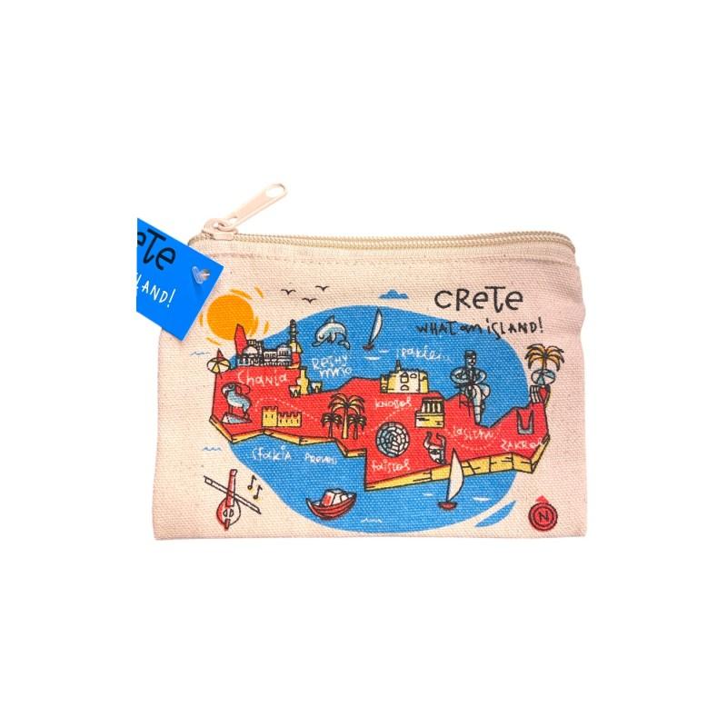 Pochette imprimée - Porte-monnaie "L'île de la Crète" - WHAT AN ISLAND - 15x11 cm Pochette imprimée - Porte-monnaie "L'île de la Crète" - WHAT AN ISLAND - 15x11 cm