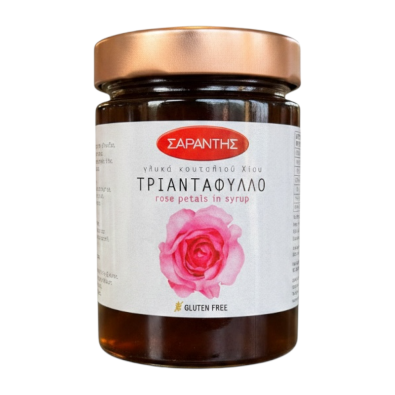 Pétales de roses confits au sirop SARANTIS 453 g Pétales de roses confits au sirop SARANTIS 453 g