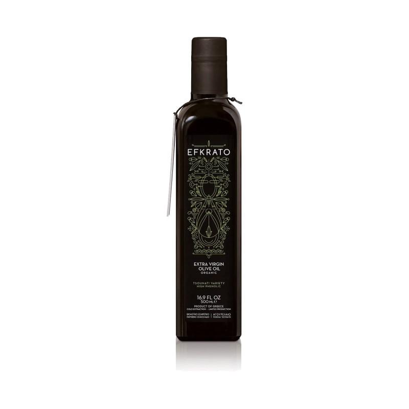 Huile d'olive extra vierge BIO de la variété Tsounati à haute teneur en polyphénols EFKRATO 500 ml Huile d'olive extra vierge BIO de la variété Tsounati à haute teneur en polyphénols EFKRATO 500 ml