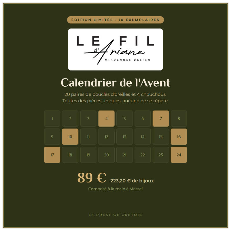 Calendrier de l'Avent Le Fil d'Ariane - 24 bijoux uniques, édition limitée
