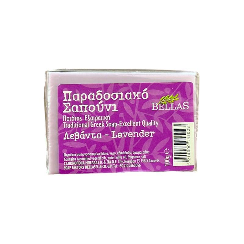 Savon à l'huile d'olive parfumé à la lavande BELLAS 100 g Savon à l'huile d'olive parfumé à la lavande BELLAS 100 g