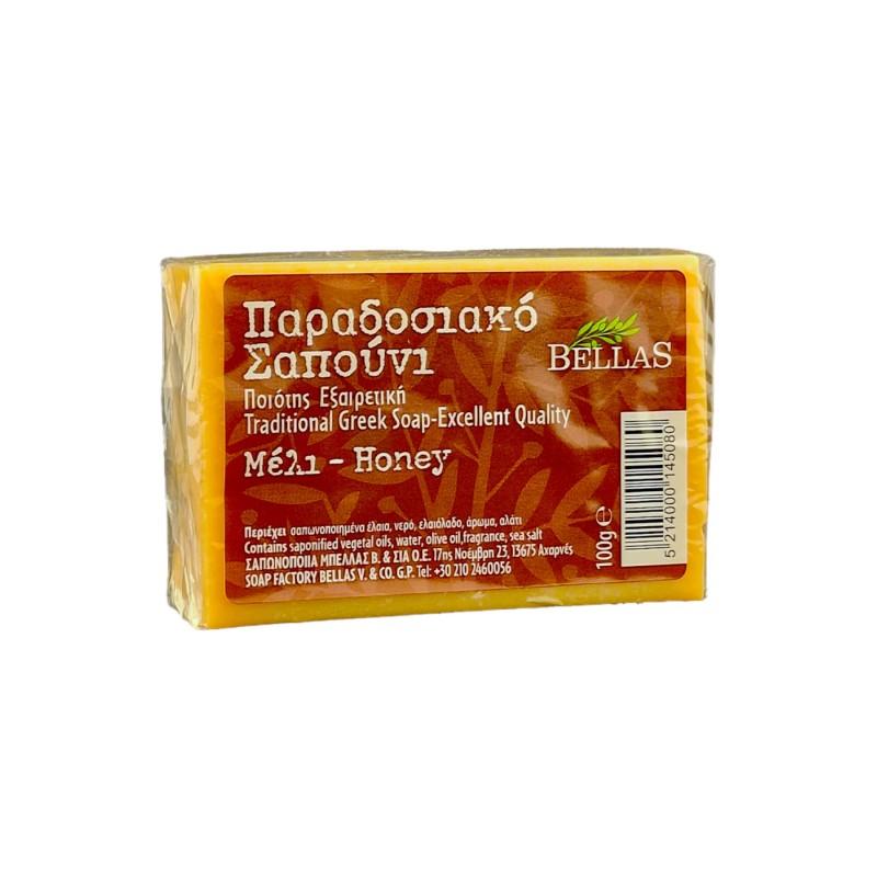 Savon à l'huile d'olive parfumé au miel BELLAS 100 g Savon à l'huile d'olive parfumé au miel BELLAS 100 g