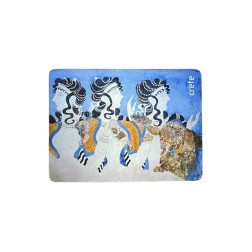 Magnet souvenir de Crète-Grèce "Dames en bleu - Knossos " 7,4x5,5 cm