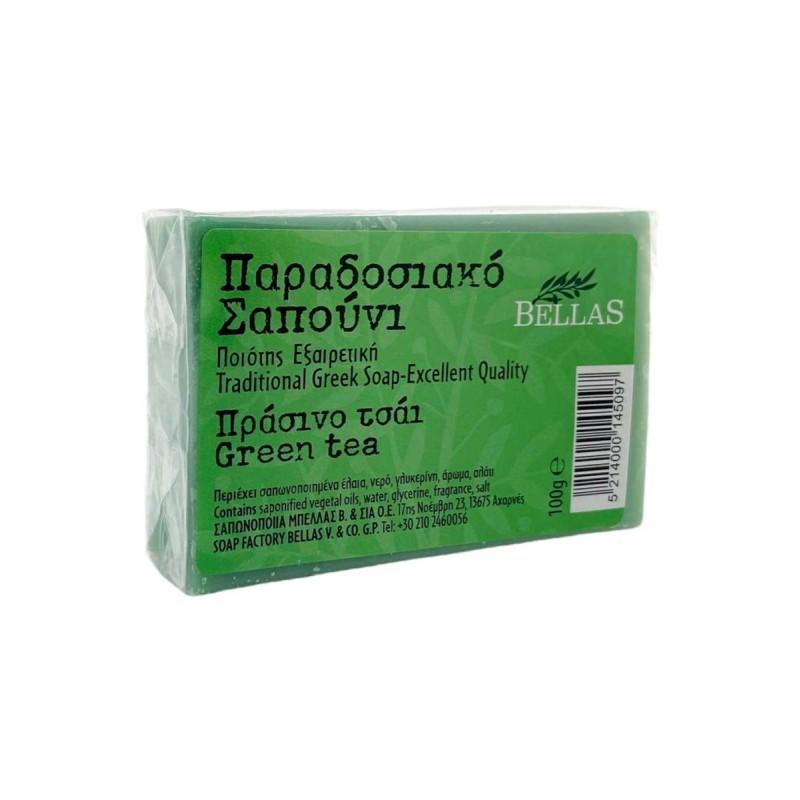 Savon à l'huile d'olive parfumé au thé vert BELLAS 100 g Savon à l'huile d'olive parfumé au thé vert BELLAS 100 g