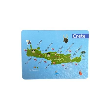 Magnet souvenir de Crète-Grèce "Carte île de Crète" 7,4x5,5 cm
