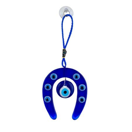 Fer à cheval Porte-Bonheur bleu avec l'oeil grec protecteur 20 cm