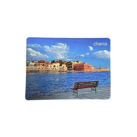 Magnet souvenir de Crète-Grèce "Vieux port de Canée" 7,4x5,5 cm