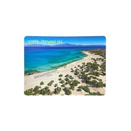 Magnet souvenir de Crète-Grèce, le paradis perdu sur l'île de Chrissi 7,4x5,5 cm