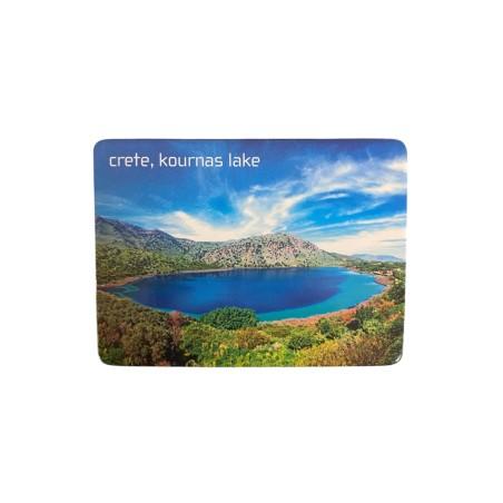 Magnet souvenir de Crète-Grèce "Lac Kournas" 7,4x5,5 cm
