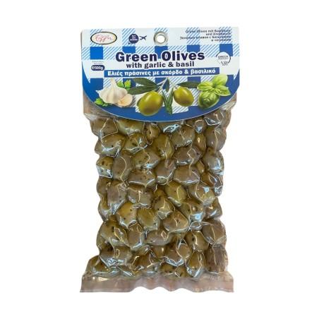 Olives vertes grecques au basilic et à l'ail ELLIE 500 g