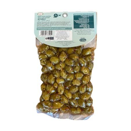 Olives vertes grecques marinées au thym, piment et origan ELLIE 500 g