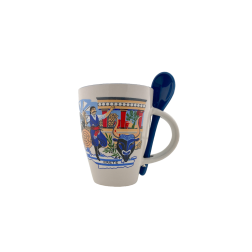 Tasse à thé avec sa cuillère - motif le minotaure et Knossos