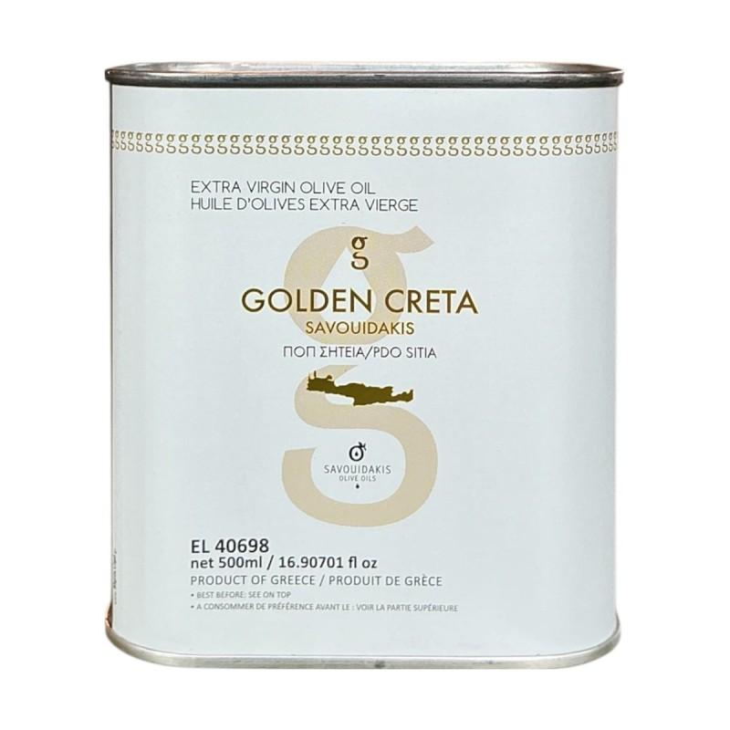Huile d'olive vierge extra AOP SITIA LASITHIOU de Crète GOLDEN CRETA SAVOUIDAKIS en bidon 500 ml Huile d'olive vierge extra AOP SITIA LASITHIOU de Crète GOLDEN CRETA SAVOUIDAKIS en bidon 500 ml