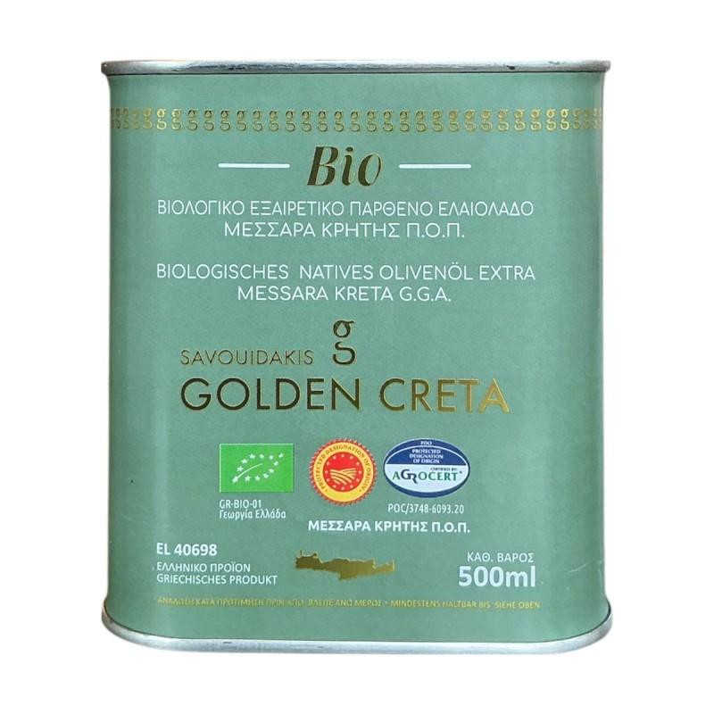 Huile d'olive vierge extra BIO de Messara AOP GOLDEN CRETA SAVOUIDAKIS en bidon 500 ml Huile d'olive vierge extra BIO de Messara AOP GOLDEN CRETA SAVOUIDAKIS en bidon 500 ml