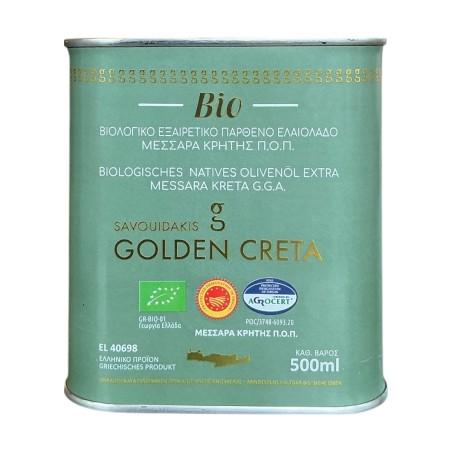 Huile d'olive vierge extra BIO de Messara AOP GOLDEN CRETA SAVOUIDAKIS en bidon 500 ml
