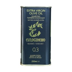 Huile d'olive EVLOGIMENO AOP MYLOPOTAMOS 0,3 acidité en bidon métallique 250 ml