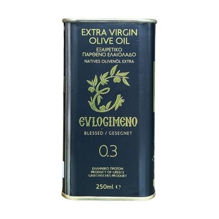 Huile d'olive EVLOGIMENO AOP MYLOPOTAMOS 0,3 acidité en bidon métallique 250 ml