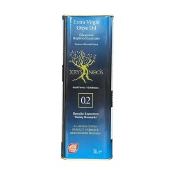 Huile d'olive CHRYSANTHOS AOP Mylopotamos 0,2 acidité en bidon métallique 1 l
