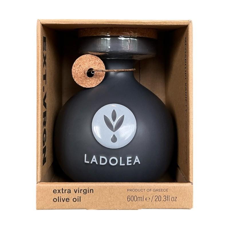 Huile d’Olive Vierge Extra variété Megaritiki LADOLEA en bouteille céramique noire rechargeable 600 ml
