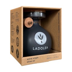 Huile d’Olive Vierge Extra variété Megaritiki LADOLEA en bouteille céramique noire rechargeable 600 ml