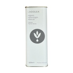 Huile d’olive vierge extra BIO variété Patrinia LADOLEA en bidon métallique blanc 500 ml