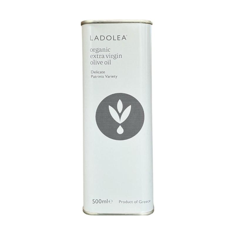 Huile d’olive vierge extra BIO variété Patrinia LADOLEA en bidon métallique blanc 500 ml Huile d’olive vierge extra BIO variété Patrinia LADOLEA en bidon métallique blanc 500 ml