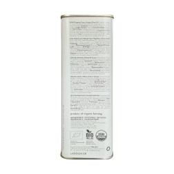 Huile d’olive vierge extra BIO variété Patrinia LADOLEA en bidon métallique blanc 500 ml