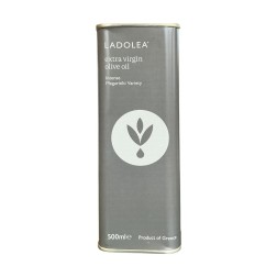 Huile d'olive extra vierge variété Megaritiki LADOLEA en bidon métallique noir 500 ml