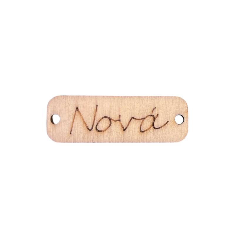 Pendentif rectangle en bois NONA 'Marraine' 3,5x1,2 Pendentif rectangle en bois NONA 'Marraine' 3,5x1,2