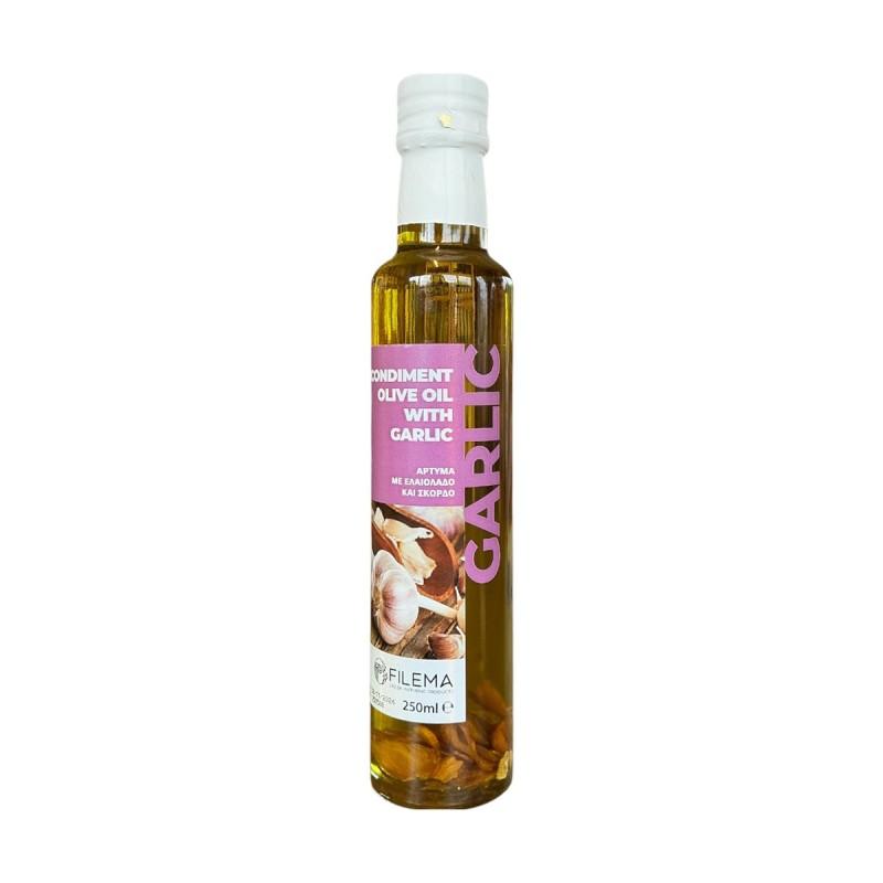 Huile d'olive vierge extra infusée à l'ail SAVOUIDAKIS en bouteille 250 ml Huile d'olive vierge extra infusée à l'ail SAVOUIDAKIS en bouteille 250 ml