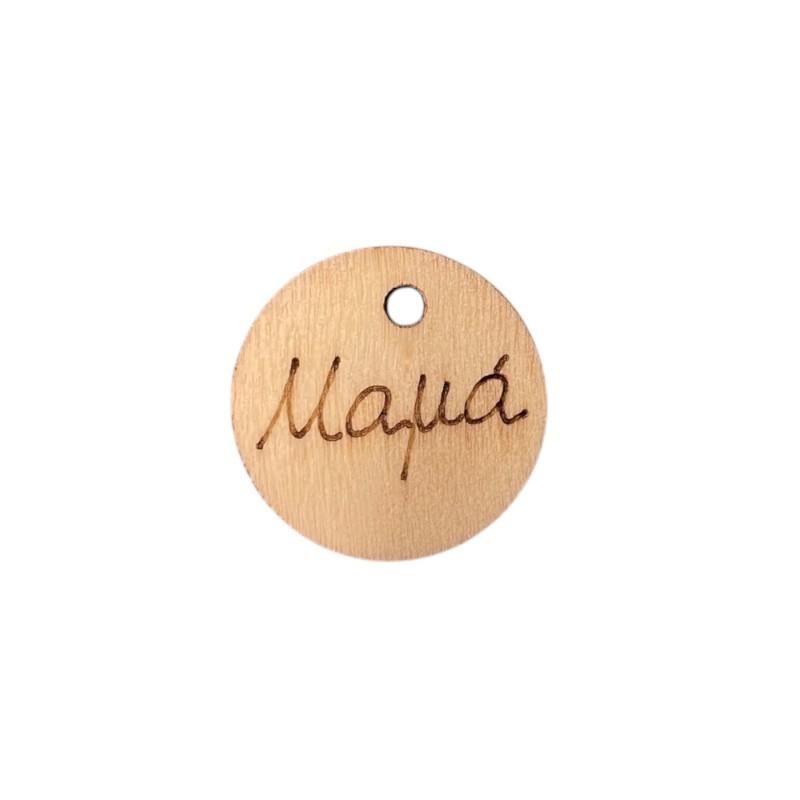 Pendentif rond en bois MAMA 'Maman' 2,2 cm