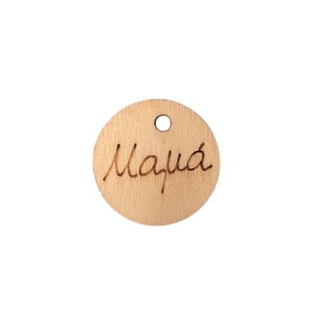Pendentif rond en bois MAMA 'Maman' 2,2 cm
