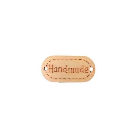 Pendentif ovale en bois HANDMADE 'Fait main' 2,4 cm