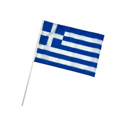 Drapeau grec à main avec tige plastique 30x45 cm