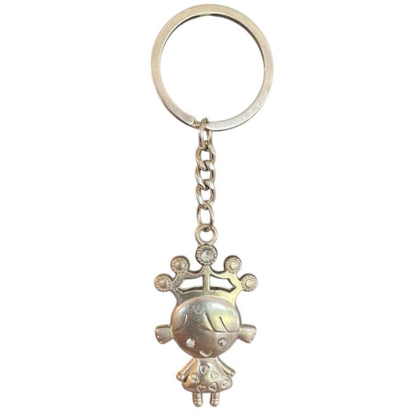 Porte-clés fille en argent 4x0,02x2,6