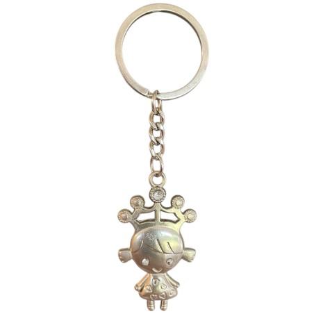 Porte-clés fille en argent 4x0,02x2,6