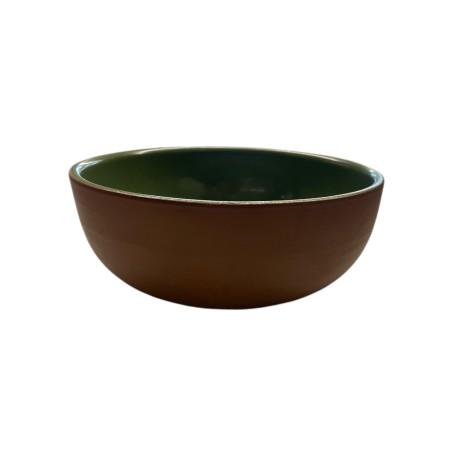 Saladier en terre cuite émaillée vert foncé ESPIEL 8x21x21 cm